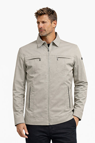 Çizgi Triko Men's Polo Collar Six-Pocket Lined Cotton Seasonal Coat - A00005