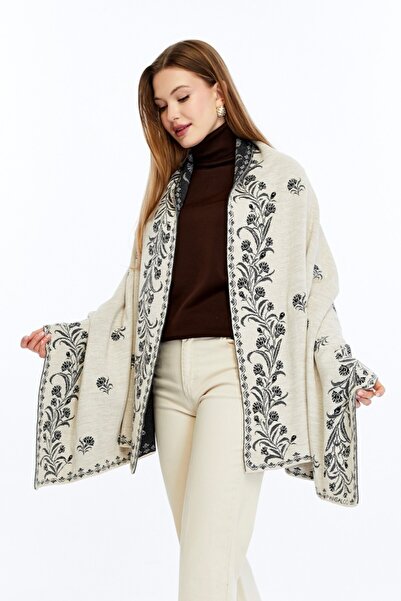 panşalço Carnation Model Stone-Black-Grey Knitwear Shoulder Shawl, Knitwear S...