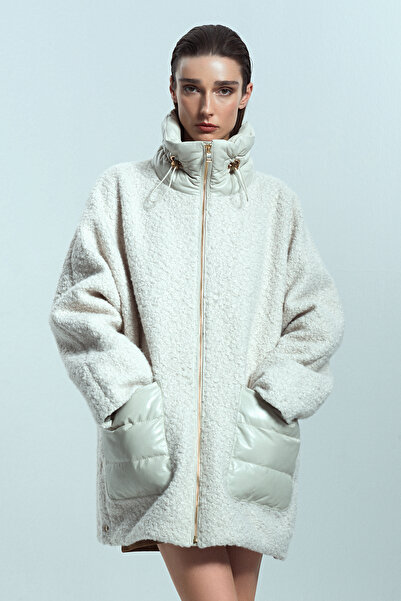 Derimod Boston Kadın Bej Teddy Deri Kaban 24WGP5271FF