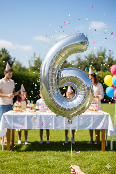 Deniz Party Store MEDIUM SIZE 76-80 CM SILVER ( 6 ) SIX FIGURES FOIL BALLON