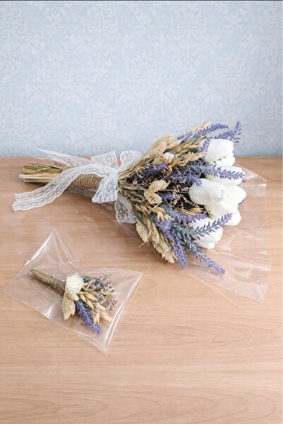 Botanikelbuketleri Lavantalı Islak Laleli Gelin Çiçeği