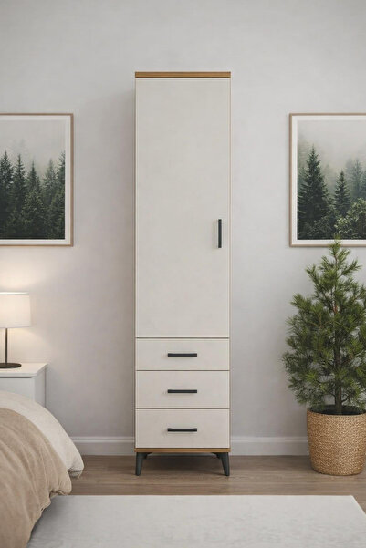 Dienni Hyperion Dolap 5 Raflı 3 Çekmeceli Tek Kapaklı 44x44x243 Çam-Aytaşı