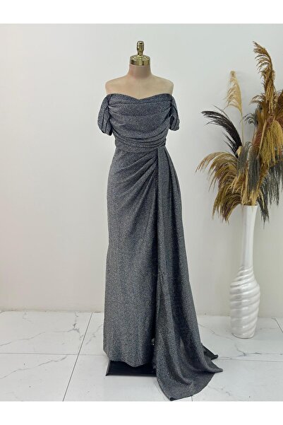 Surikka önü drapeli yandan yırtmaçlı alina abiye