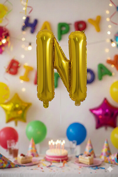 Deniz Party Store بالون فويل ذهبي اللون - حرف متوسط (N).