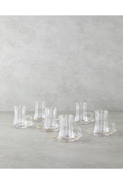 English Home Monica Cam 12 Parça 6 Kişilik Çay Seti 80 ml Gold