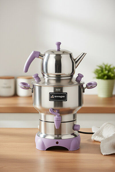 Armağan Elit Electric Samovar - 4.5 Liters - Lilac Hardware - 430 Quality Sta...