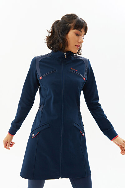 bilcee بدلة رياضية نسائية بسحاب باللون الأزرق الداكن - 0153