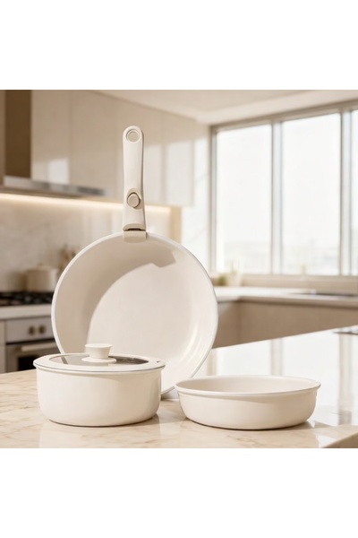 OEM Set vase 5 piese: 2 tigăi + 1 cratiță + capac + mâner detașabil universal...