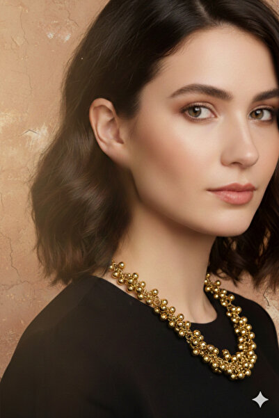 PETEK AKSESUAR قلادة من الخرز المعدني الصغير متعددة الأشكال من سالكيم