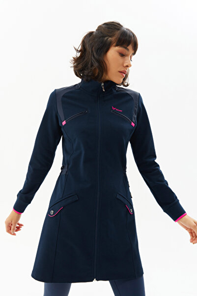 bilcee بدلة رياضية نسائية بسحاب باللون الكحلي الداكن - 0153