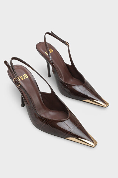 LOJO Women's Stiletto Pointed Toe Back-Strapped Casual Heeled Shoes Rivori Br...