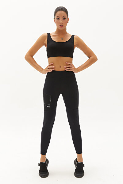 bilcee Women's Black High Waist Lycra Segmented Outdoor Leggings Pants 0674