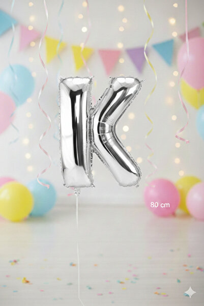 Deniz Party Store بالون فويل فضي حجم وسط حرف (K).