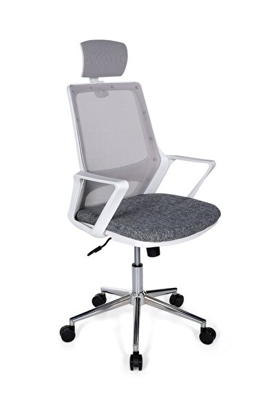 Ofisbazaar Lizz Beyaz Fileli Yönetici Koltuğu | Ergonomik Başlıklı Ofis Koltu...