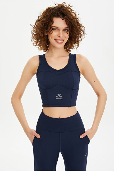 bilcee Kadın Lacivert Fitness-Antrenman Spor Fashion Crop Top Toparlayıcı Bra...