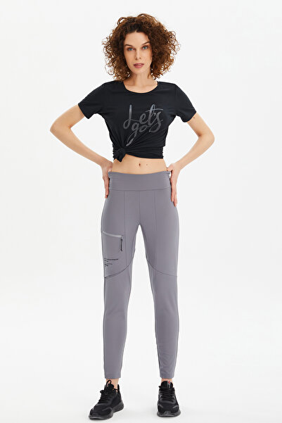 bilcee Γκρι ψηλόμεσο γυναικείο κολάν εξωτερικού χώρου Lycra - 0674