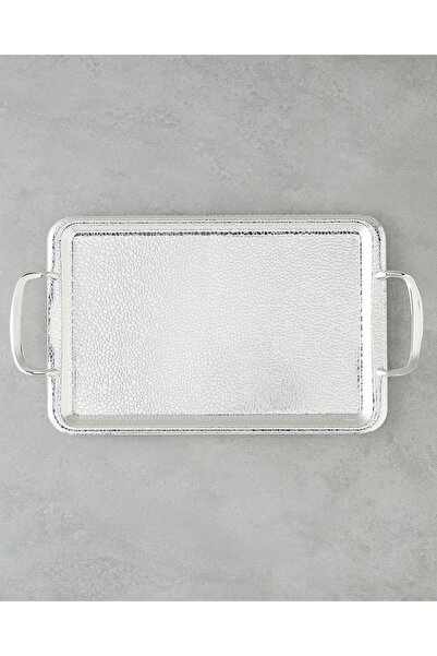 English Home Glamour Metal İkram Tepsisi 34,5x22 Cm Silver