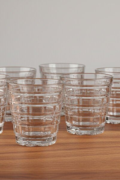 İpek Porselen 6-Person Layered Pattern Modern Design Glass Water Glass Set