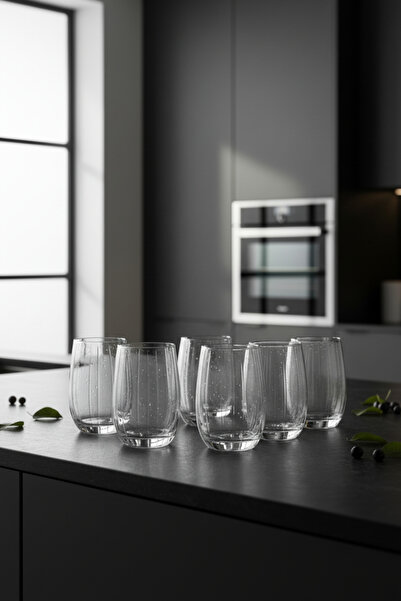 İpek Porselen Duru 6-Piece Glass Water Cup – 380 ml Transparent