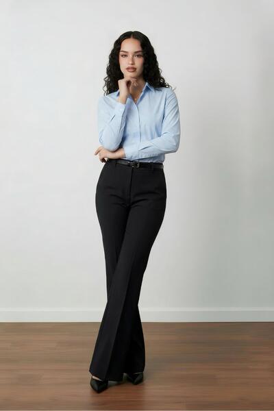 PERA CLUB Kadın Basic Kesim Vücudu Saran Likralı Gizli Düğme Özellikli Gömlek