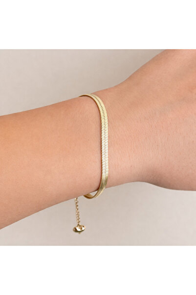 nerora Premium Gold Kararmaz Çelik İtalyan Yılan Zincir Unisex Bileklik