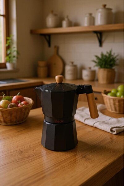 Taşev Bambum Garen Moka Pot 6 Fincan Siyah