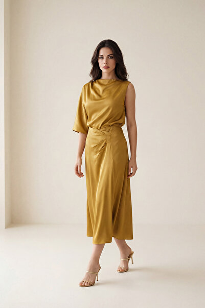 Setre Fusta midi Safran cu croială confortabilă