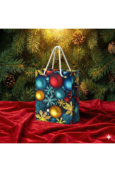 ÇABUKLAR Karton Çanta Körüklü Mutlu Yıllar (14x20x8 cm) - 10 Adet