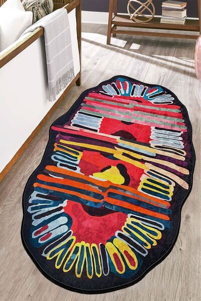 Chilai Home Caomei Makinede Yıkanabilir Kaymaz Taban Leke Tutmaz Dijital Salon Halısı Mutfak Halısı ve Yolluk