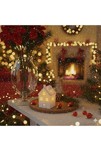 teknotrust Kar Taneli Kış Evi Tekli - Dekoratif Ev ve Yılbaşı Süsleri -Noel E...