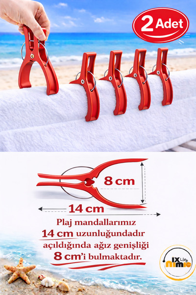 MixmioLife Plaj Şezlong Mandalı Rüzgar Önleyici 14cm XXL Havlu Tutucu Mandal ...