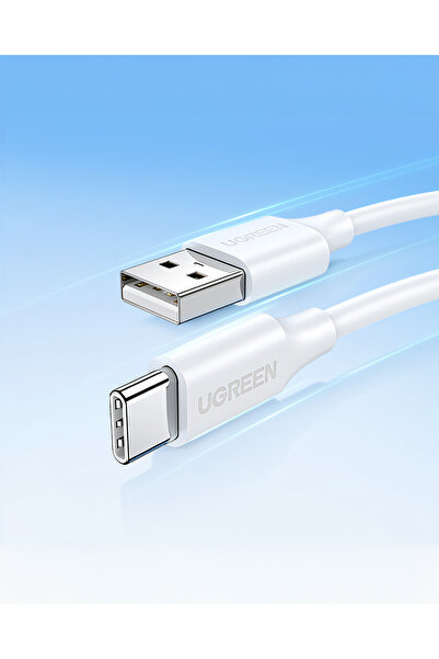Ugreen USB-C - USB-A 3A QC Hızlı Şarj Kablosu, 1 m, Beyaz, 60121