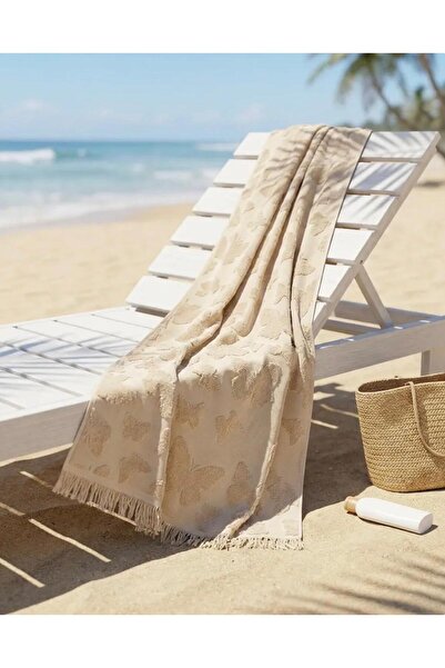 Lucy and Home منشفة شاطئ مطبوعة على شكل فراشة مهدبة مقاس 100 × 190 سم