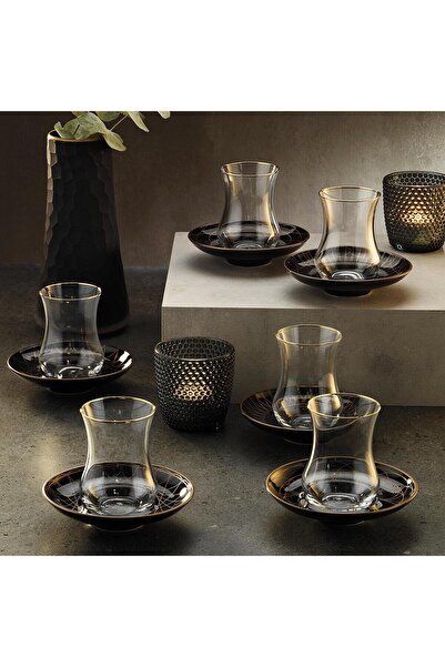 Sandro Moreno 1898 Davinci Siyah 12 Parça 6 Kişilik Çay Seti 150 ml