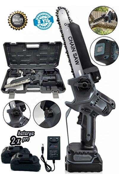 MOONSHOP Pro Seri 256DXF Çift Akü Otomatik Yağlamalı El Testeresi Ağaç Odun D...