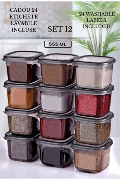 Mira Home 12 pieces of anthracite, unbreakable, 500 ml, economical storage co...