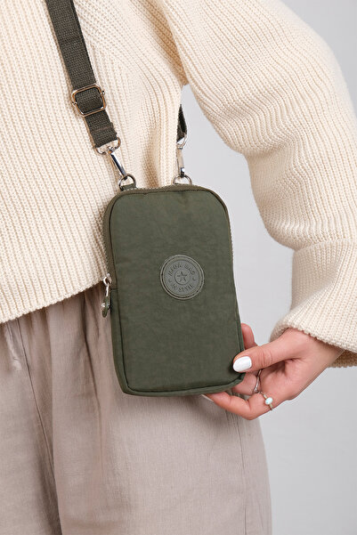 NEMO BAGS Khaki Wallet, Phone Holder, Crinkle Waterproof Fabric, Crossbody Sh...