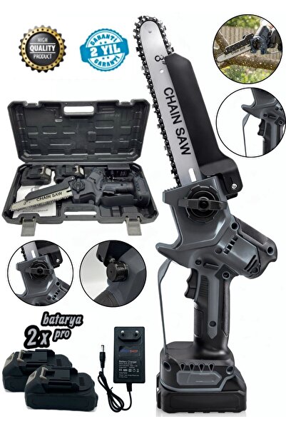 MOONSHOP Pro Seri 256DXF Çift Akü Otomatik Yağlamalı El Testeresi Ağaç Odun D...