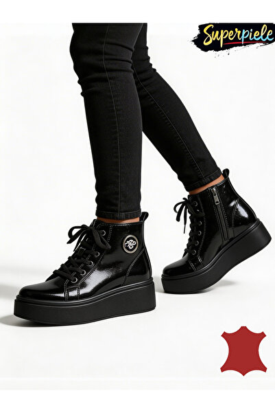 ANGEL BLUE GUNDA Ghete casual din piele pentru femei cu talpă groasă de 5,5 cm