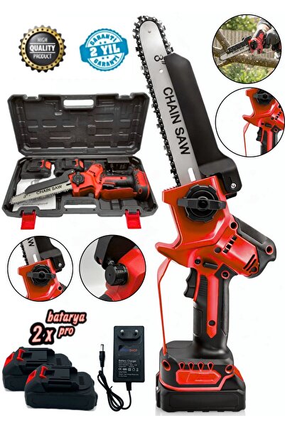 MOONSHOP Pro Seri 256DXF Çift Akü Otomatik Yağlamalı El Testeresi Ağaç Odun D...