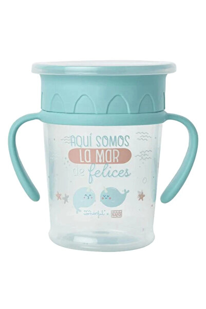 saro Drip-Free 360 ​​Degree Drinkable Green Drinking Cup with Handle