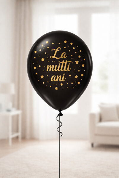 Mirific Party Baloane de petrecere din latex, negre și aurii, „La mulți ani”,...