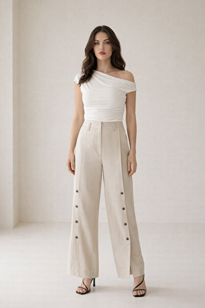 Setre Taş Çıt Çıt Kapama Detaylı Rahat Kesim Pantolon