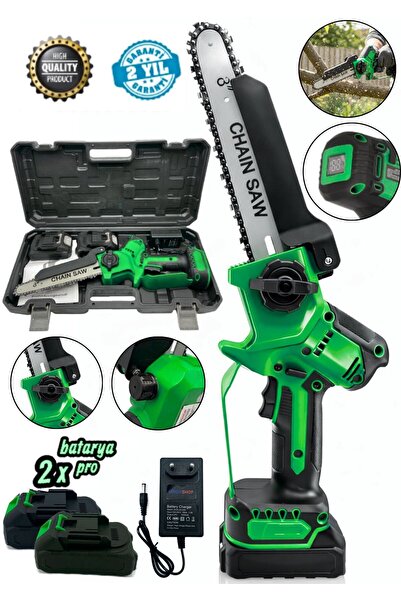 MOONSHOP Pro Seri 128DXF Çift Akü Otomatik Yağlamalı El Testeresi Ağaç Odun D...