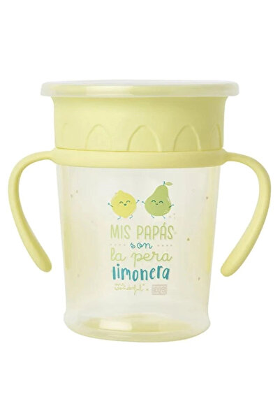 saro Drip-Free 360 ​​Degree Drinkable Yellow Drinking Cup with Handle