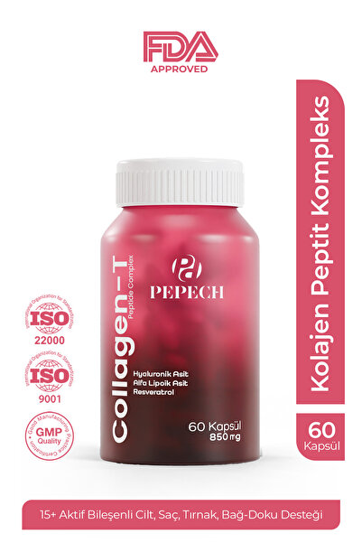 PEPECH Kolajen Peptit Kompleks Hyaluronik Asit ve Resveratrol Takviye Edici G...