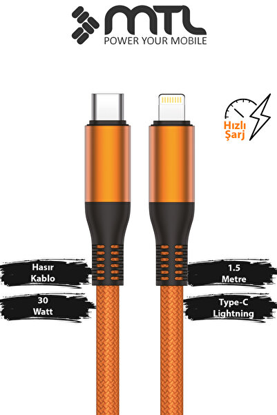 MTL 30W PD Type-C to iPhone Lightning Örgülü Hızlı Şarj ve Data Kablosu 1.5 M...
