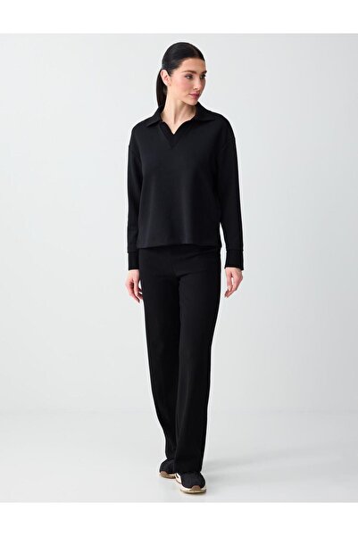 Jimmy Key Black Elastic Waist Regular Waist Regular Leg Knitted Trousers