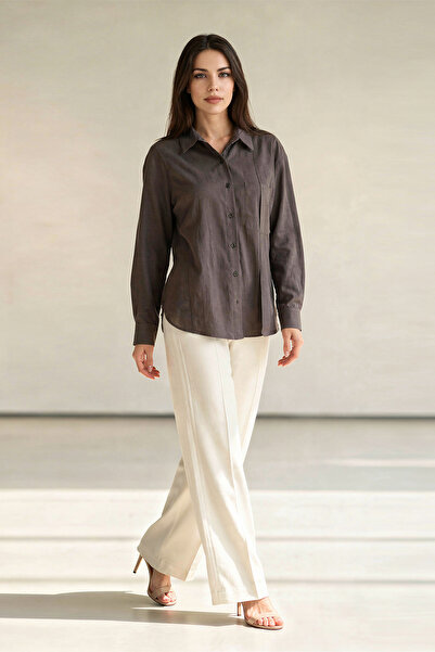 Setre Горчиво кафе Детайлни шевове Релаксирана кройка Дълъг ръкав