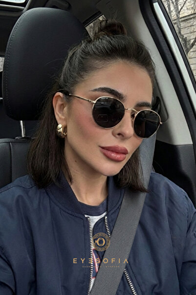 Eyesofia Marry Gold Siyah Oval Unisex Metal Güneş Gözlüğü